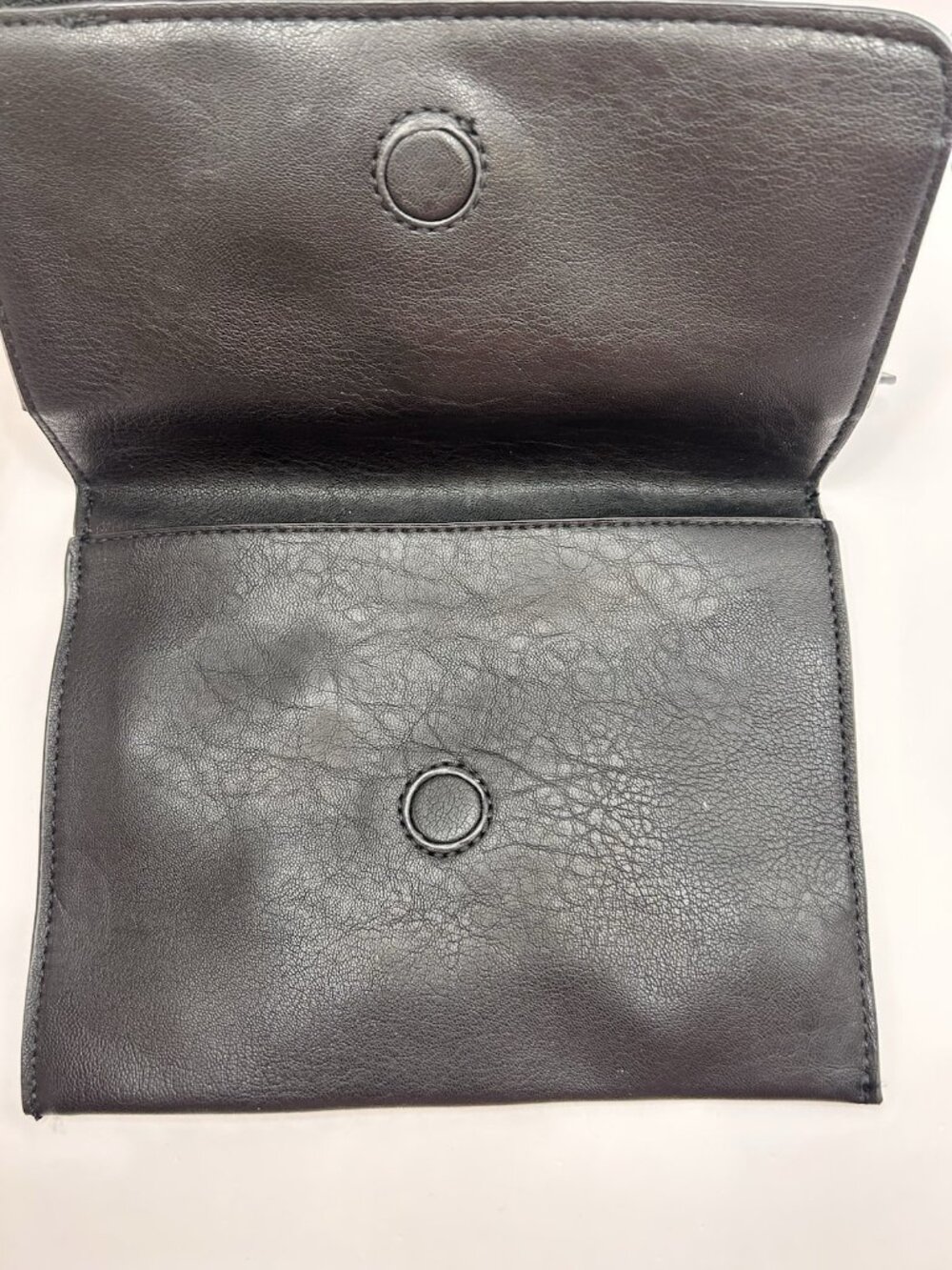 Anthropologie Clutch Purse Black Faux Leather Bow Envelope Small Chic Elegant - Picture 3 of 11